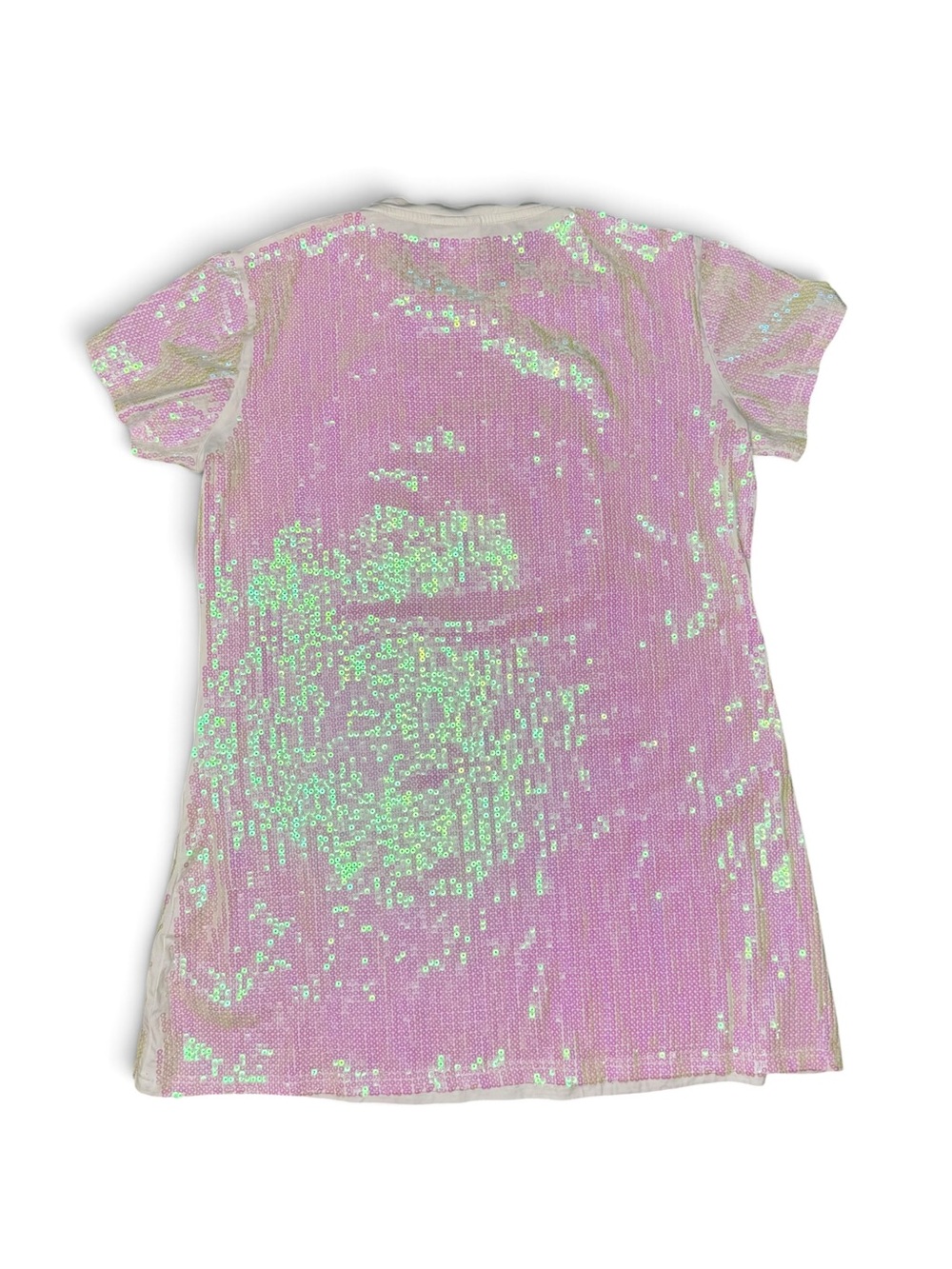 Queen of Sparkles White Iridescent Sequin Tiger Face T-Shirt Dress Size M - Picture 11 of 11